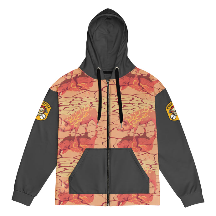 Unisex zip hoodie - Rootpile Flaming Pig